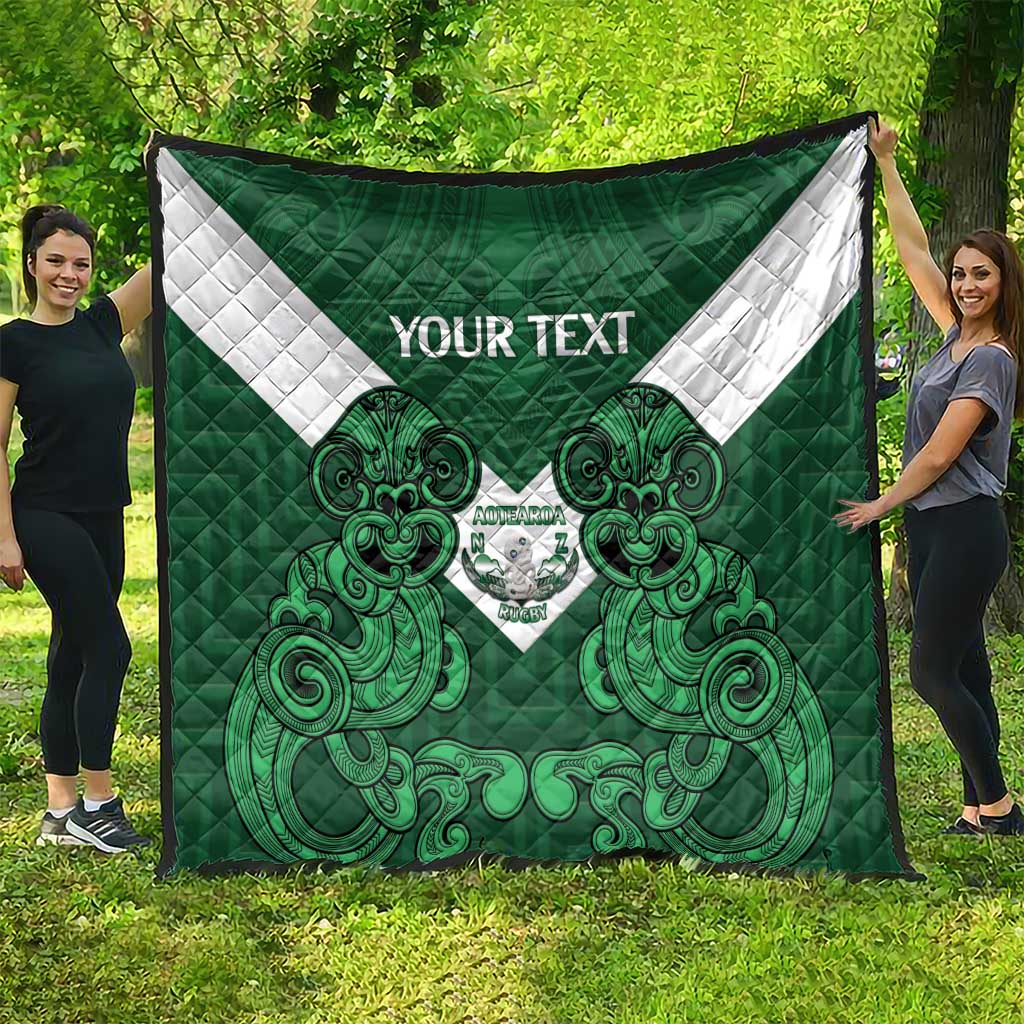 Custom Aotearoa Rugby Quilt New Zealand Maori Kete Poutama Pattern LT14 - Polynesian Pride