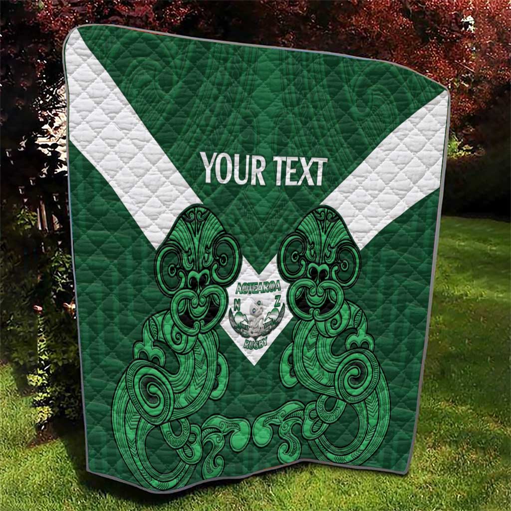 Custom Aotearoa Rugby Quilt New Zealand Maori Kete Poutama Pattern LT14 - Polynesian Pride