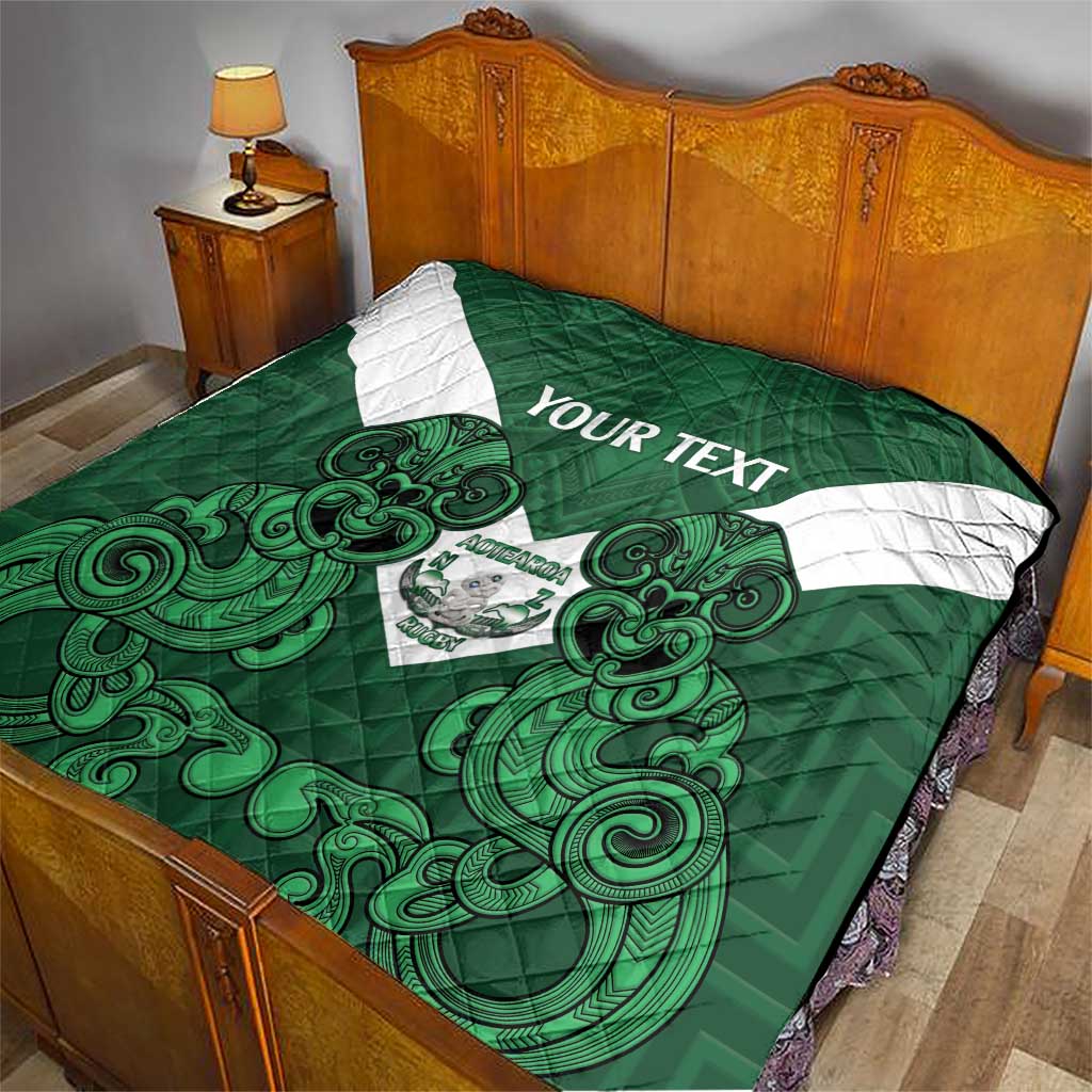 Custom Aotearoa Rugby Quilt New Zealand Maori Kete Poutama Pattern LT14 - Polynesian Pride