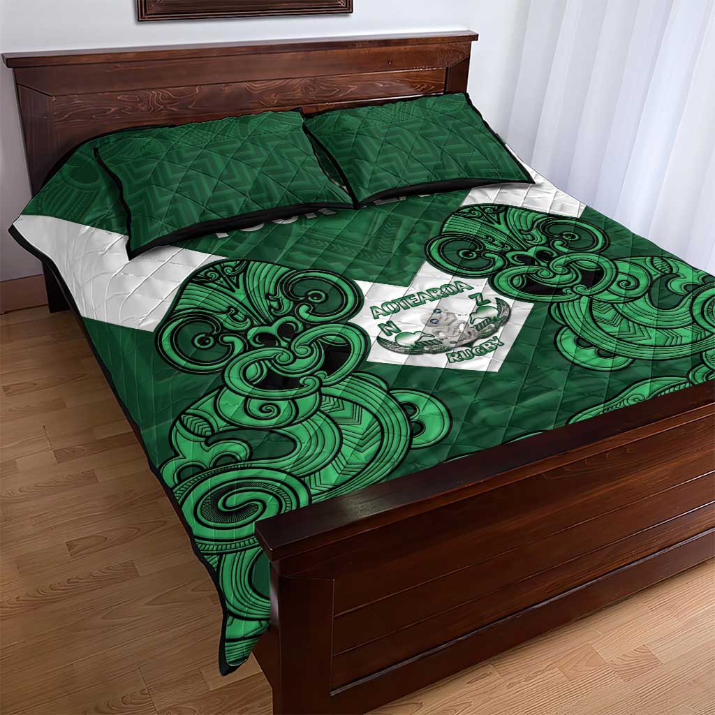 Custom Aotearoa Rugby Quilt Bed Set New Zealand Maori Kete Poutama Pattern LT14 - Polynesian Pride