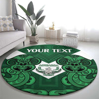 Custom Aotearoa Rugby Round Carpet New Zealand Maori Kete Poutama Pattern LT14 - Polynesian Pride