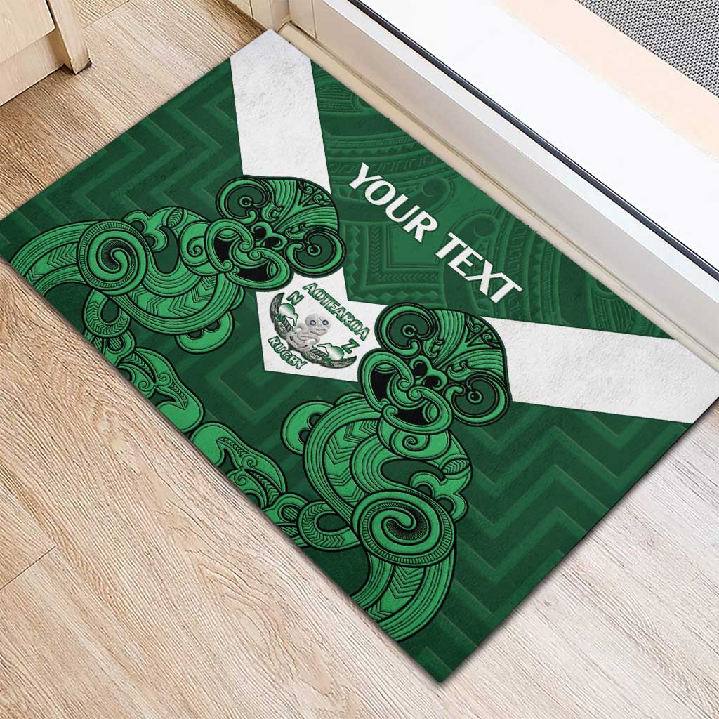 Custom Aotearoa Rugby Rubber Doormat New Zealand Maori Kete Poutama Pattern LT14 - Polynesian Pride