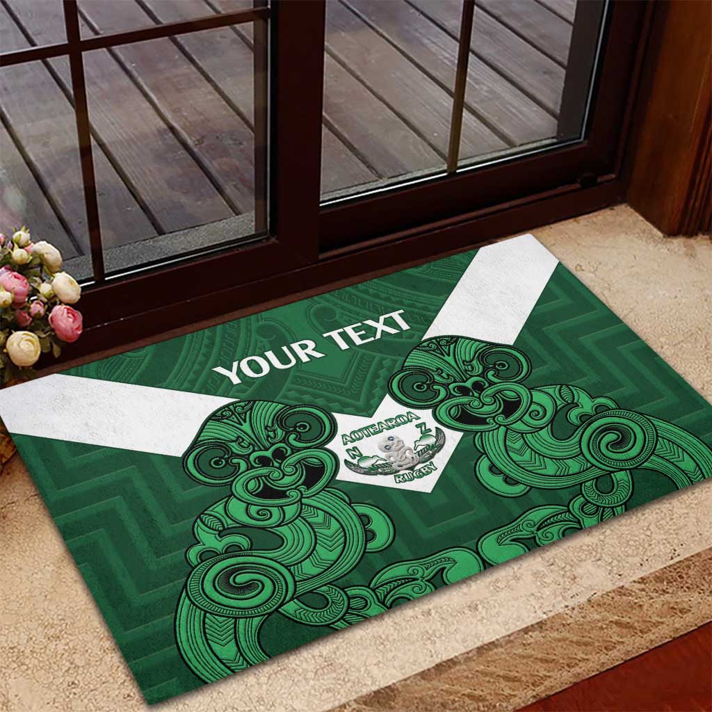 Custom Aotearoa Rugby Rubber Doormat New Zealand Maori Kete Poutama Pattern LT14 - Polynesian Pride