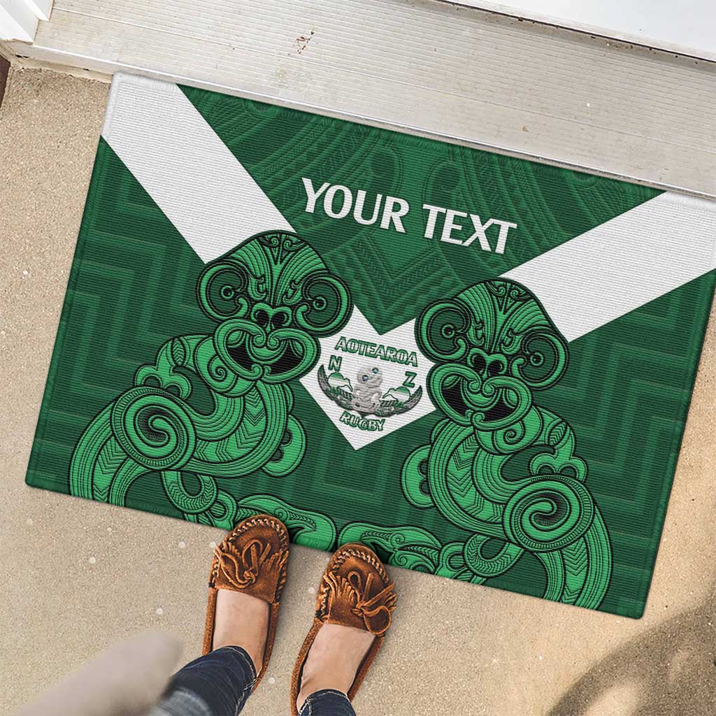 Custom Aotearoa Rugby Rubber Doormat New Zealand Maori Kete Poutama Pattern LT14 - Polynesian Pride