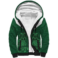 Custom Aotearoa Rugby Sherpa Hoodie New Zealand Maori Kete Poutama Pattern LT14 Unisex Green - Polynesian Pride