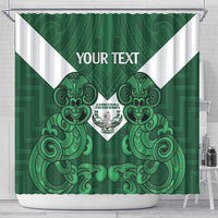Custom Aotearoa Rugby Shower Curtain New Zealand Maori Kete Poutama Pattern LT14 - Polynesian Pride