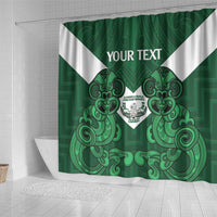 Custom Aotearoa Rugby Shower Curtain New Zealand Maori Kete Poutama Pattern LT14 - Polynesian Pride