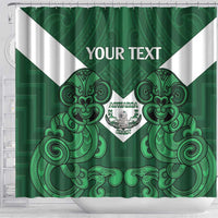 Custom Aotearoa Rugby Shower Curtain New Zealand Maori Kete Poutama Pattern LT14 - Polynesian Pride
