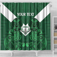 Custom Aotearoa Rugby Shower Curtain New Zealand Maori Kete Poutama Pattern LT14 - Polynesian Pride
