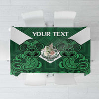 Custom Aotearoa Rugby Tablecloth New Zealand Maori Kete Poutama Pattern LT14 Green - Polynesian Pride