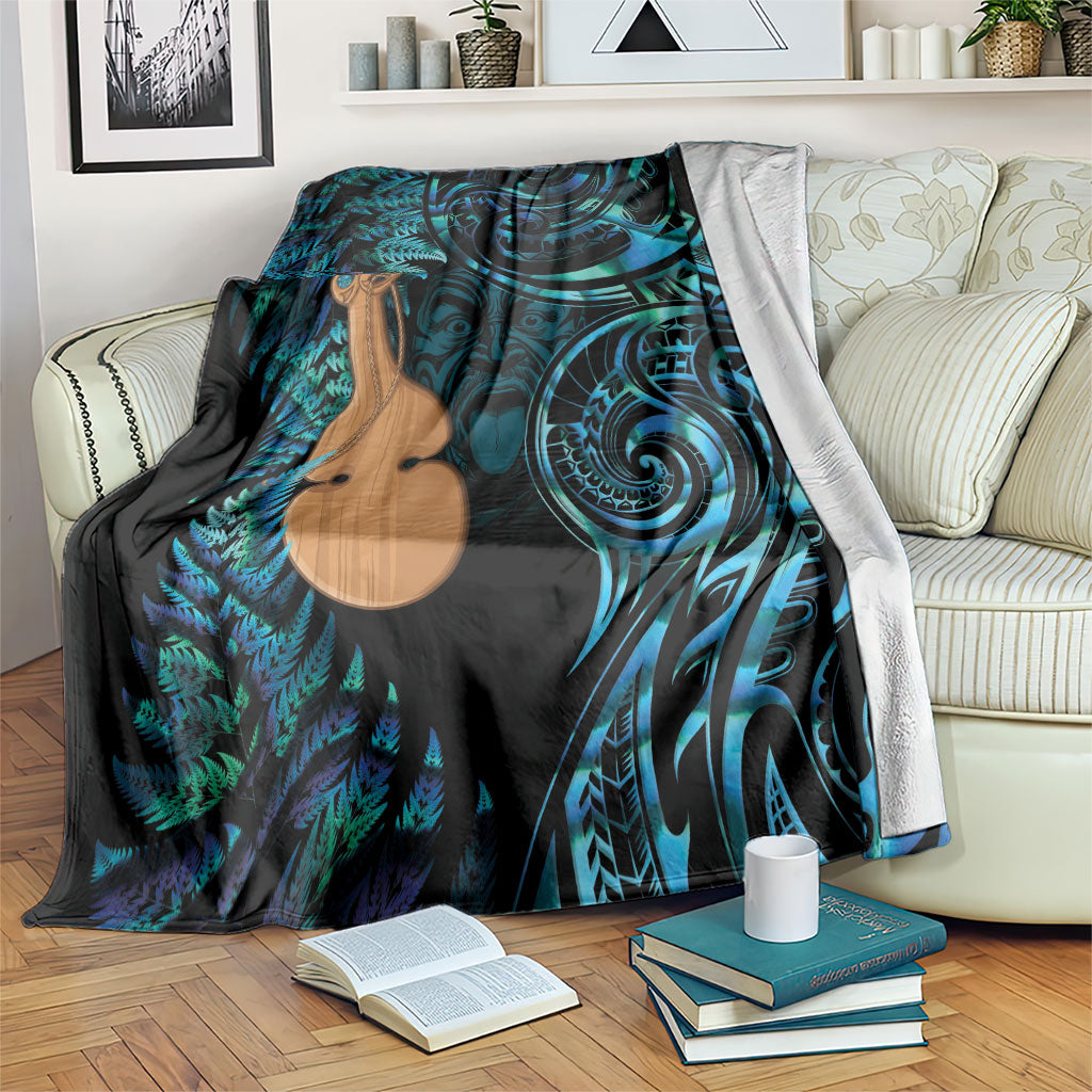 Kotiate New Zealand Blanket Maori Weapon Paua Shell Haka Fern LT14 Turquoise - Polynesian Pride