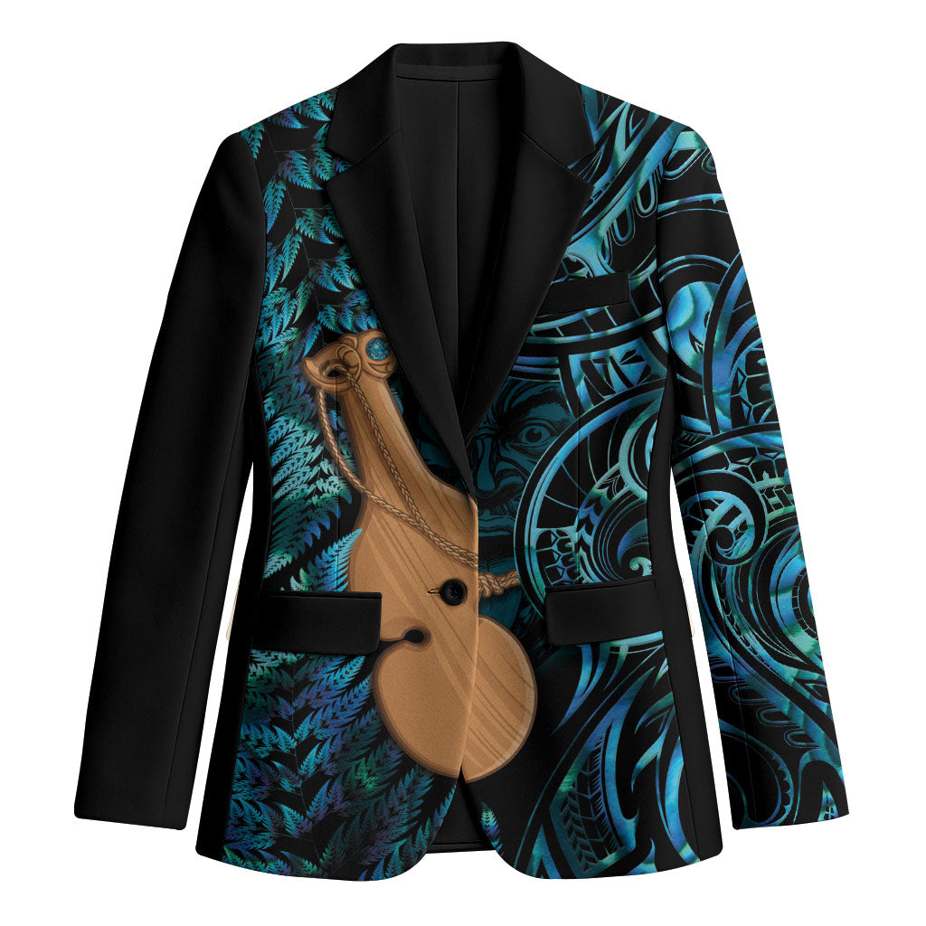 Kotiate New Zealand Blazer Maori Weapon Paua Shell Haka Fern LT14 Unisex Turquoise - Polynesian Pride