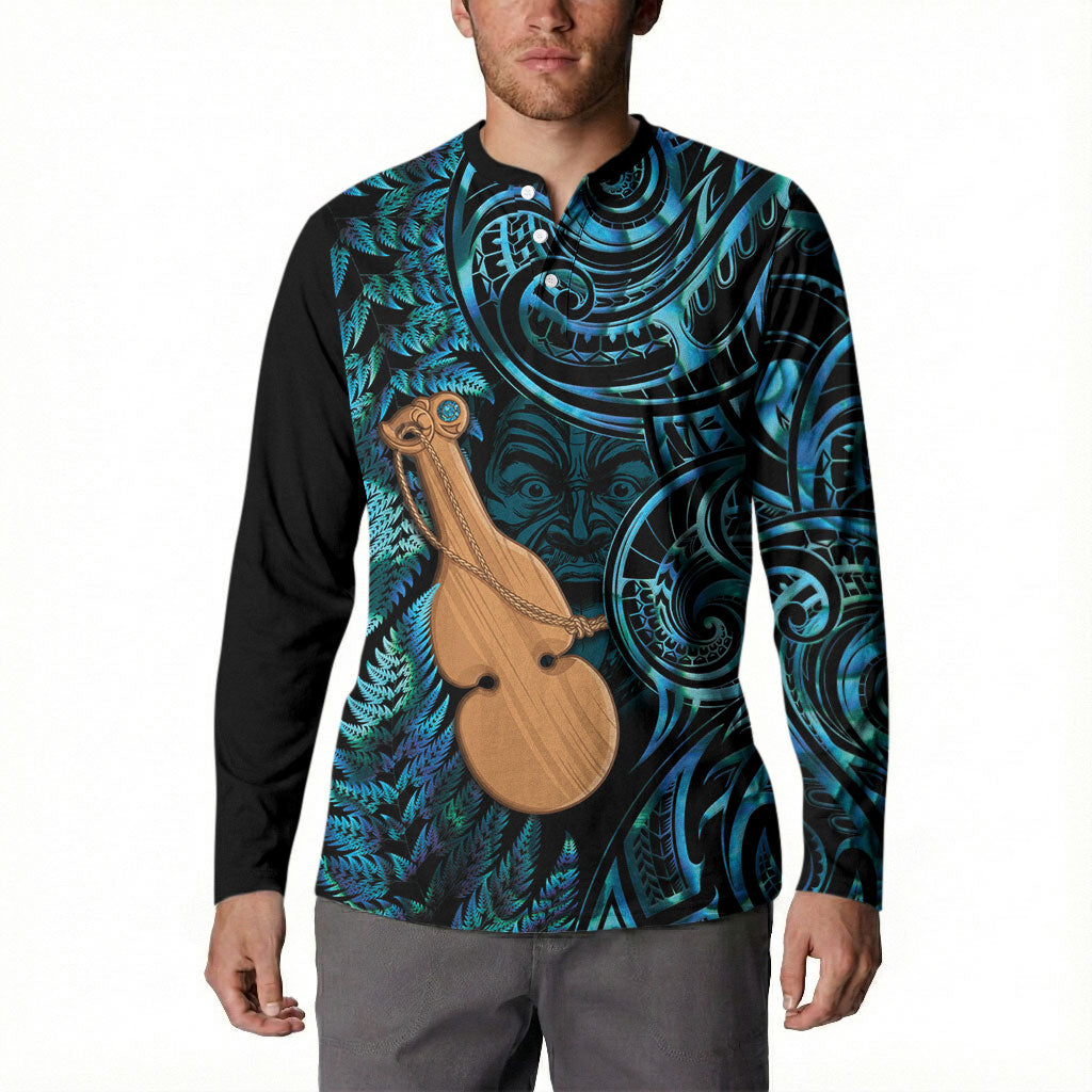 Kotiate New Zealand Button Sweatshirt Maori Weapon Paua Shell Haka Fern LT14 - Polynesian Pride