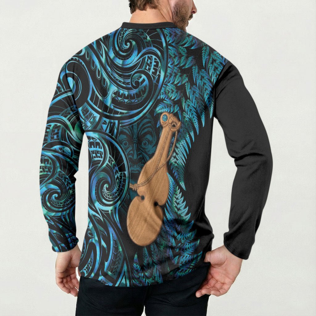 Kotiate New Zealand Button Sweatshirt Maori Weapon Paua Shell Haka Fern LT14 - Polynesian Pride