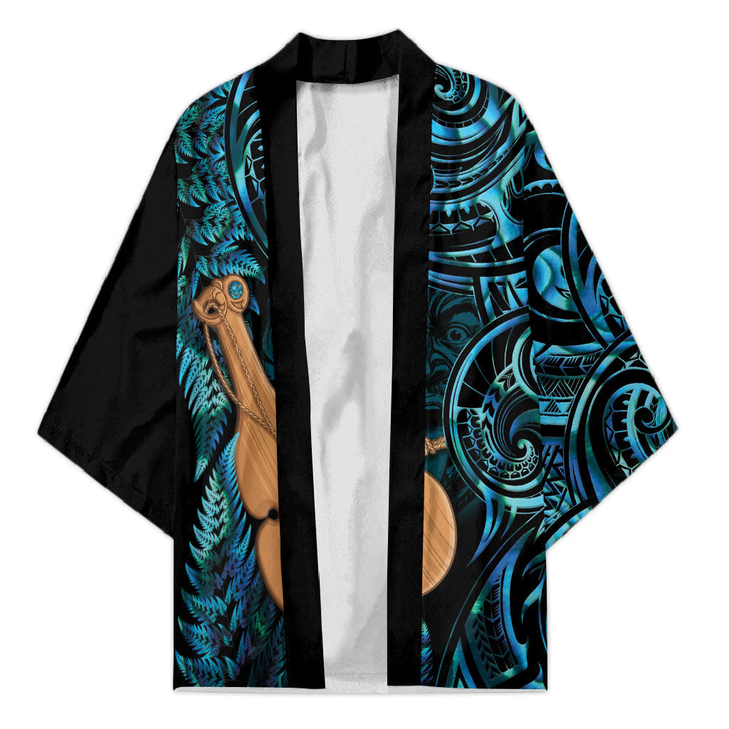 Kotiate New Zealand Kimono Maori Weapon Paua Shell Haka Fern LT14 Unisex Turquoise - Polynesian Pride