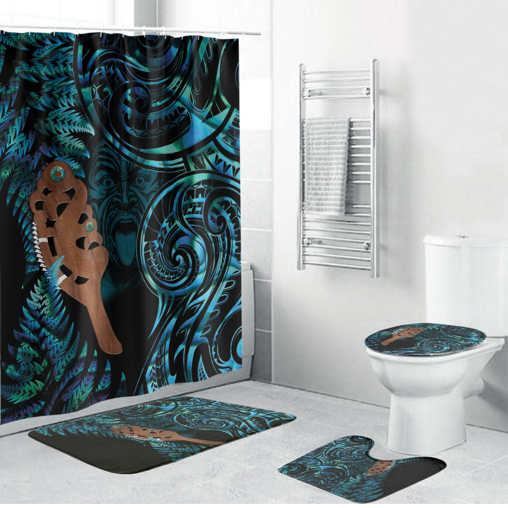 Maripi New Zealand Bathroom Set Maori Weapon Paua Shell Haka Fern LT14 Bathroom Set (4 pcs) Turquoise - Polynesian Pride