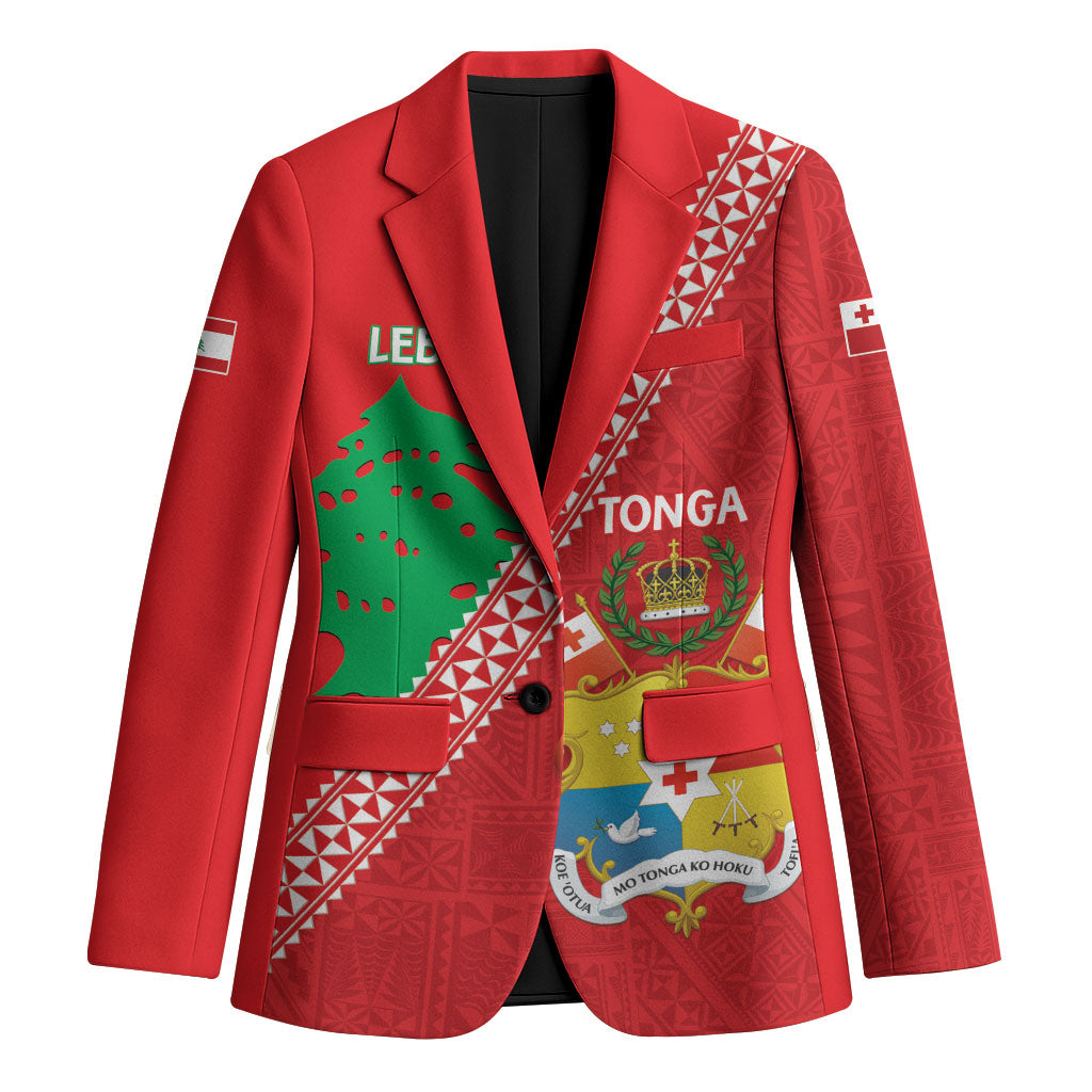 Tonga And Lebanon Blazer 2026 Together Half Style LT14 Unisex Red - Polynesian Pride