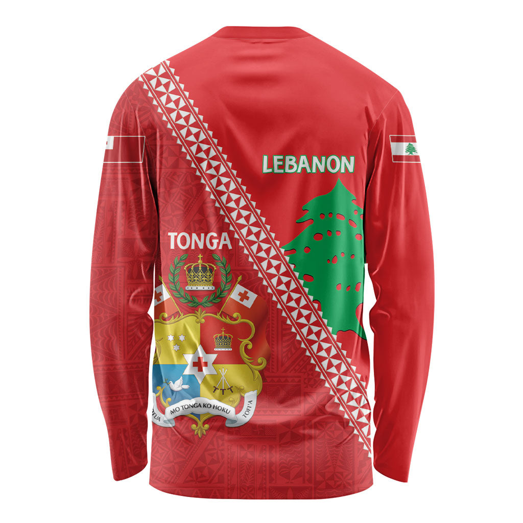 Tonga And Lebanon Long Sleeve Shirt 2026 Together Half Style LT14 - Polynesian Pride