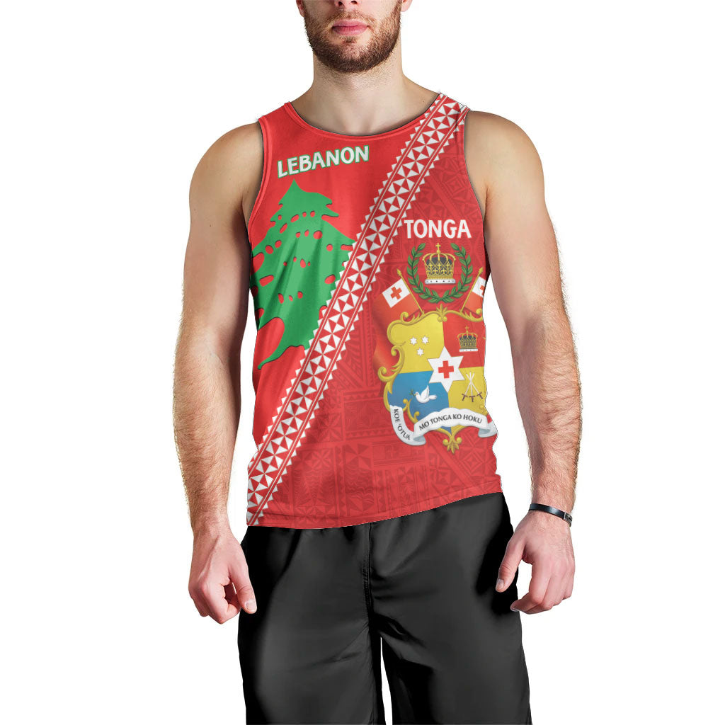 Tonga And Lebanon Men Tank Top 2026 Together Half Style LT14 - Polynesian Pride
