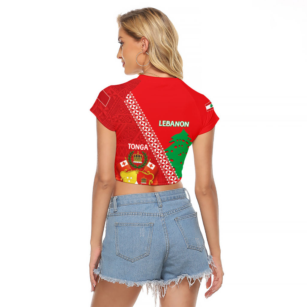 Tonga And Lebanon Raglan Cropped T Shirt 2026 Together Half Style LT14 - Polynesian Pride