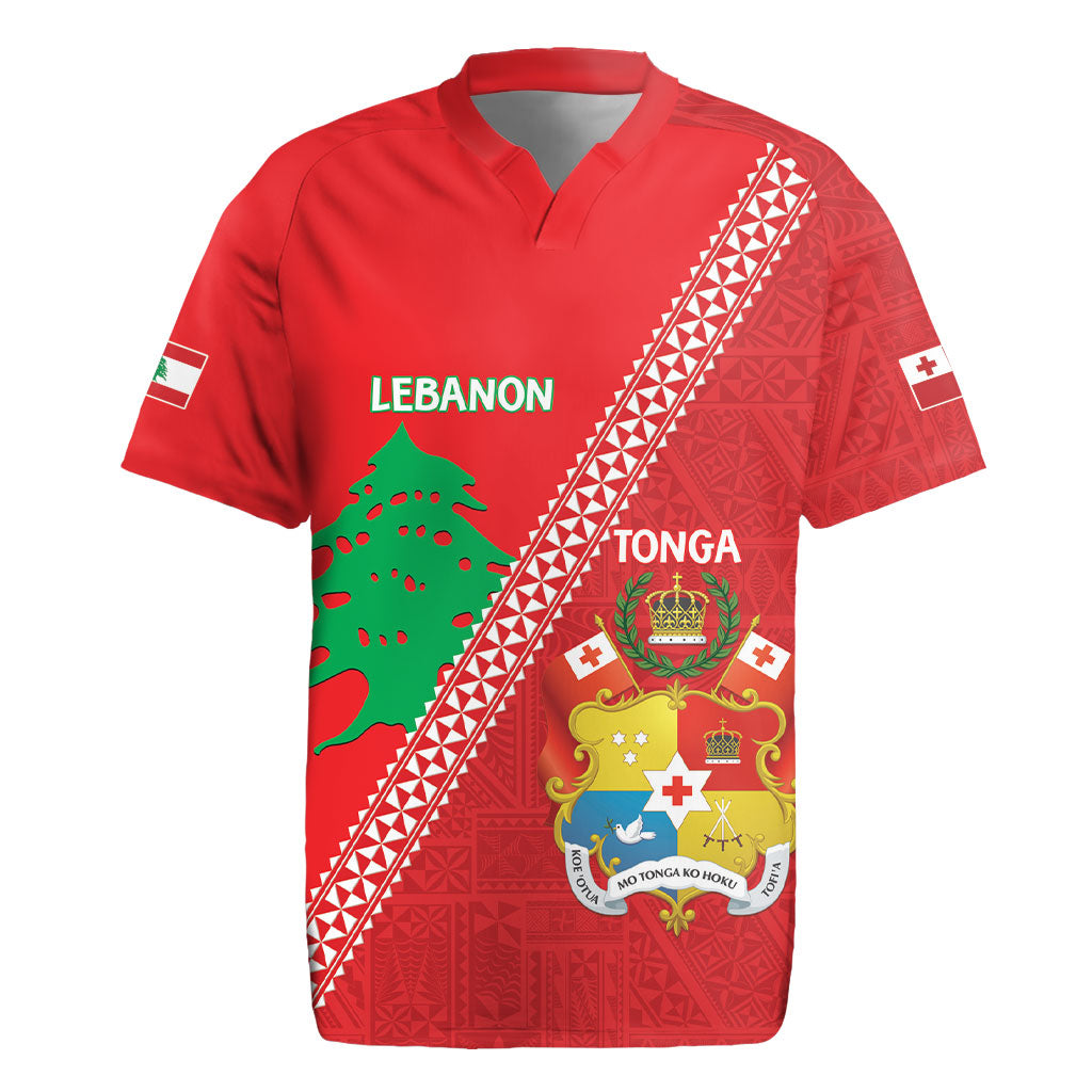 Tonga And Lebanon Rugby Jersey 2026 Together Half Style LT14 Red - Polynesian Pride