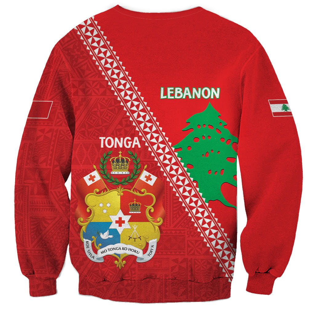 Tonga And Lebanon Sweatshirt 2026 Together Half Style LT14 - Polynesian Pride
