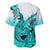 Hawaii Baseball Jersey Polynesian Shark Tattoo With Plumeria Turquoise Gradient LT14 - Polynesian Pride