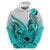 Hawaii Hoodie Polynesian Shark Tattoo With Plumeria Turquoise Gradient LT14 - Polynesian Pride