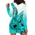 Hawaii Hoodie Dress Polynesian Shark Tattoo With Plumeria Turquoise Gradient LT14 - Polynesian Pride