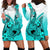 Hawaii Hoodie Dress Polynesian Shark Tattoo With Plumeria Turquoise Gradient LT14 - Polynesian Pride