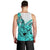 Hawaii Men Tank Top Polynesian Shark Tattoo With Plumeria Turquoise Gradient LT14 - Polynesian Pride