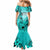 Hawaii Mermaid Dress Polynesian Shark Tattoo With Plumeria Turquoise Gradient LT14 - Polynesian Pride