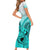 Hawaii Short Sleeve Bodycon Dress Polynesian Shark Tattoo With Plumeria Turquoise Gradient LT14 - Polynesian Pride