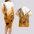 Hawaii Couples Matching Long Sleeve Bodycon Dress and Hawaiian Shirt Polynesian Shark Tattoo With Plumeria Orange Gradient LT14 - Polynesian Pride