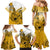 Gold Hawaii Family Matching Outfits Mermaid Dress And Hawaiian Shirt Polynesian Shark Tattoo LT14