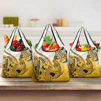 Gold Gradient Hawaii Grocery Bag Polynesian Shark Tattoo With Plumeria LT14 3-pack One Size Gold - Polynesian Pride