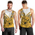 Hawaii Men Tank Top Polynesian Shark Tattoo With Plumeria Gold Gradient LT14 - Polynesian Pride