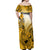 Hawaii Off Shoulder Maxi Dress Polynesian Shark Tattoo With Plumeria Gold Gradient LT14 - Polynesian Pride