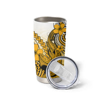 Hawaii Tumbler Cup Polynesian Shark Tattoo With Plumeria Gold Gradient LT14 - Polynesian Pride