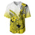 Hawaii Baseball Jersey Polynesian Shark Tattoo With Plumeria Yellow Gradient LT14 Yellow - Polynesian Pride