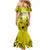 Hawaii Mermaid Dress Polynesian Shark Tattoo With Plumeria Yellow Gradient LT14 - Polynesian Pride