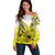 Hawaii Off Shoulder Sweater Polynesian Shark Tattoo With Plumeria Yellow Gradient LT14 Women Yellow - Polynesian Pride