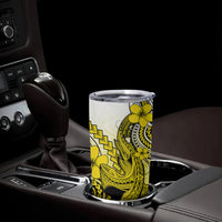 Hawaii Tumbler Cup Polynesian Shark Tattoo With Plumeria Yellow Gradient LT14 - Polynesian Pride
