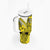 Hawaii Tumbler With Handle Polynesian Shark Tattoo With Plumeria Yellow Gradient