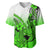 Hawaii Baseball Jersey Polynesian Shark Tattoo With Plumeria Green Gradient LT14 Green - Polynesian Pride