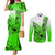 Hawaii Couples Matching Mermaid Dress and Long Sleeve Button Shirts Polynesian Shark Tattoo With Plumeria Green Gradient LT14 Green - Polynesian Pride