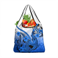 Blue Gradient Hawaii Grocery Bag Polynesian Shark Tattoo With Plumeria LT14 1-pack One Size Blue - Polynesian Pride