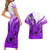 Hawaii Couples Matching Short Sleeve Bodycon Dress and Hawaiian Shirt Polynesian Shark Tattoo With Plumeria Purple Gradient LT14 - Polynesian Pride