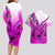 Hawaii Couples Matching Long Sleeve Bodycon Dress and Hawaiian Shirt Polynesian Shark Tattoo With Plumeria Pink Gradient LT14 - Polynesian Pride