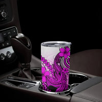 Hawaii Tumbler Cup Polynesian Shark Tattoo With Plumeria Pink Gradient LT14 - Polynesian Pride